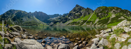 Panoramic view of the Black Pond "Czarny Staw", High Tatras, Poland
