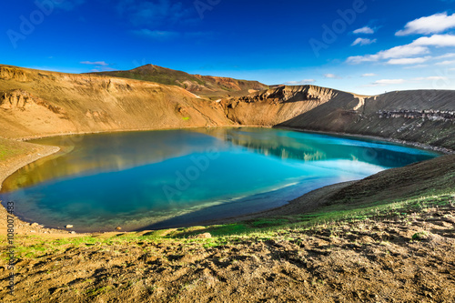Unique lake in the crater of a volcano, Iceland