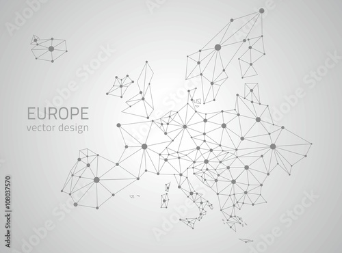 Europe grey vector polygonal map