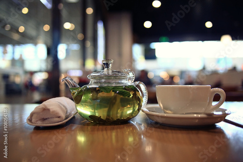 green tea in a teapot