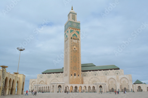 The world tallest minaret of Great Mosque in Casablanca in winter