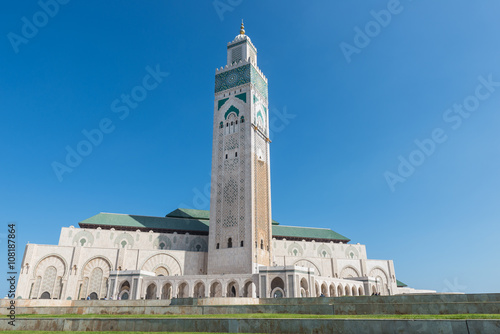 The Grand Mosque of Hassan II with blue sky