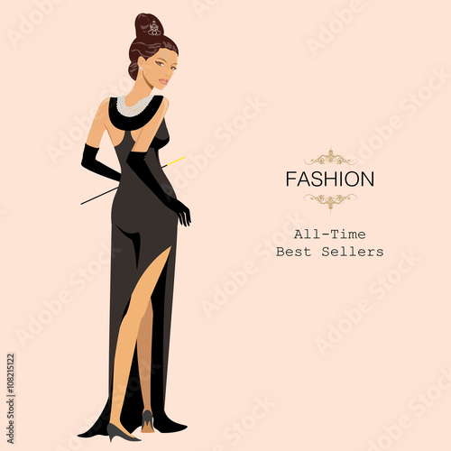 Fashionable woman in stylish clothes. All-time fashion best sellers