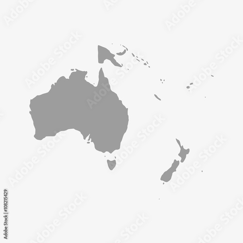 Map of Oceania in gray on a white background
