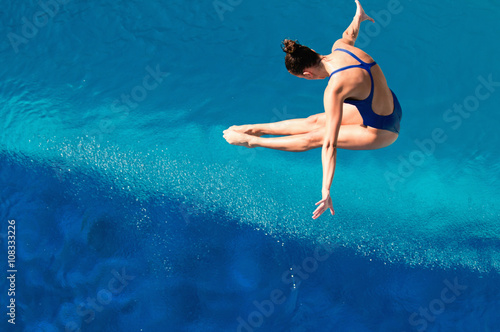 Diving. Attractive dive, shot from above