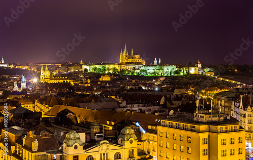 Night view of Prague from the Old Town Hall