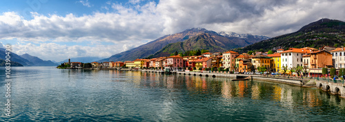 Lago di Como (Lake Como) Gravedona panoramic view at sunrise