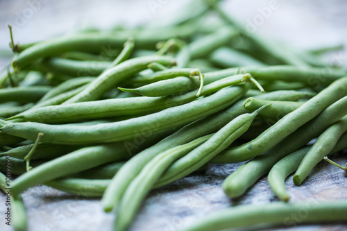 Fresh, organic green beans