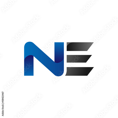 Modern Simple Initial Logo Vector Blue Grey Letters ne