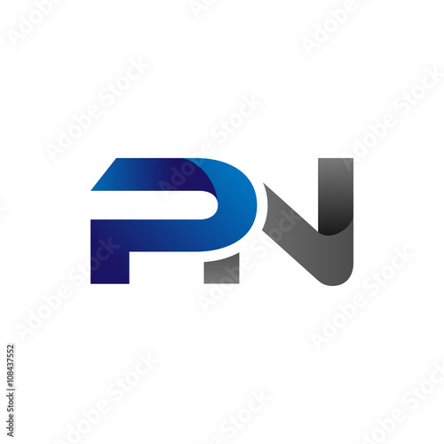 Modern Simple Initial Logo Vector Blue Grey Letters pn
