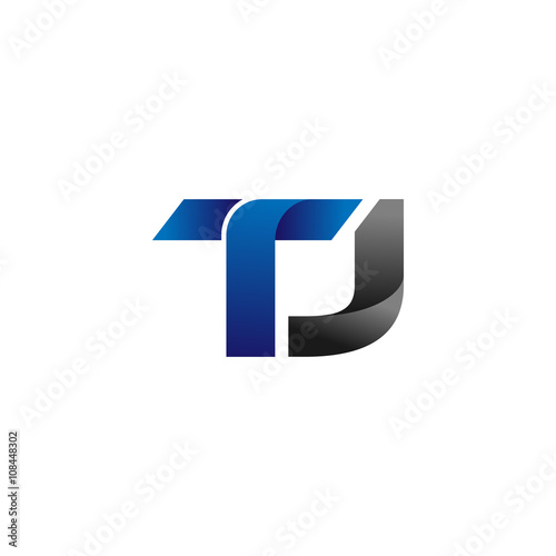 Modern Simple Initial Logo Vector Blue Grey Letters tj