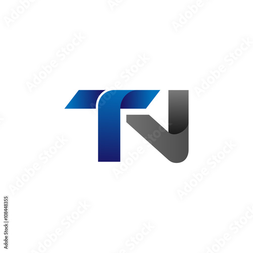 Modern Simple Initial Logo Vector Blue Grey Letters tn