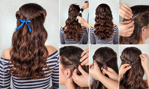 hairstyle for long curly hair tutorial