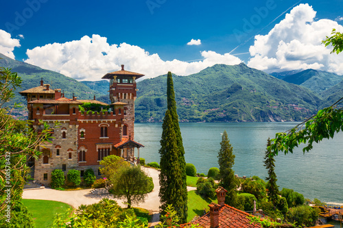 Lake Como, Italy, Europe. Villa was used for film scene in movie James Bond