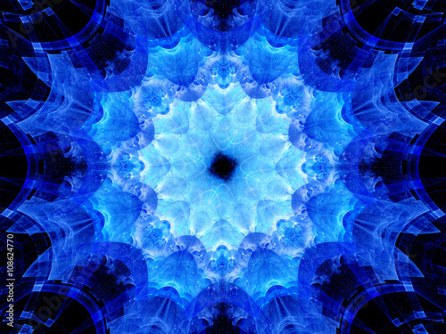 Blue glowing mandala artwork
