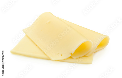 slices of cheese isolated on white background with clipping path