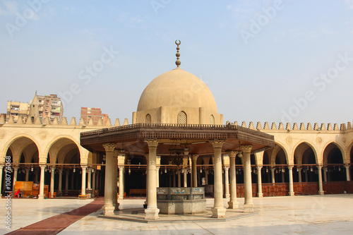 The Interior of the mosque of Amr Ibn Al-Aasa (al-As) in Cairo, Egypt, oldest mosque in Africa.