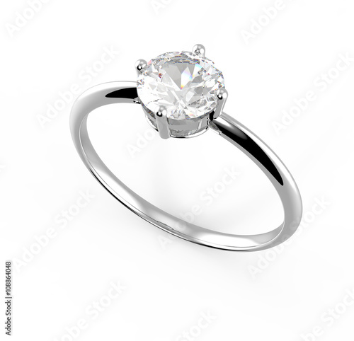 Wedding ring wiith diamond. 3D illustration