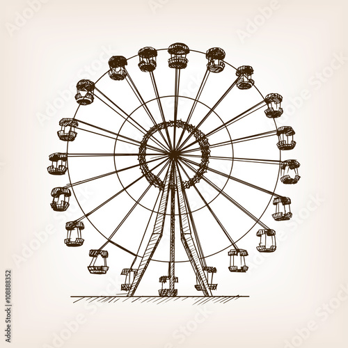 Ferris wheel sketch style vector illustration