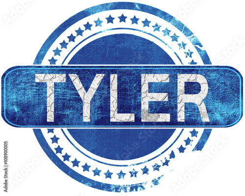 tyler grunge blue stamp. Isolated on white.