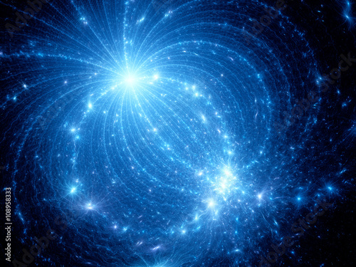 Blue glowing electromagnetic plasma field in space