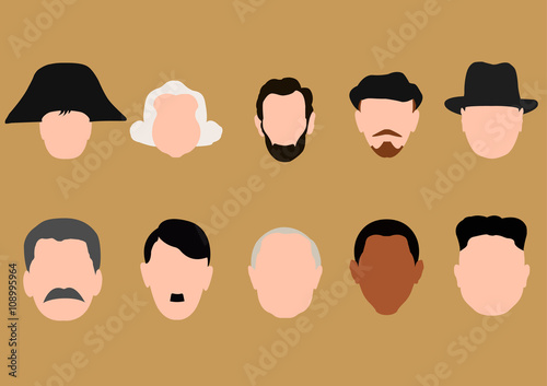 Historical person, presidents heads without faces