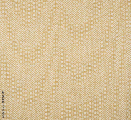 Diagonal, scalloped, yellow flower pattern on cotton, linen fabr