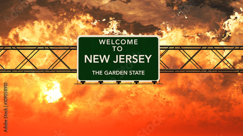 Welcome to New Jersey USA Interstate Highway Sign in a Breathtak