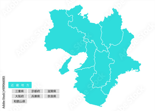 イラスト素材「近畿地方のエリアマップ」