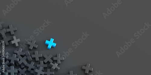 Colored plus symbols background, 3d rendering