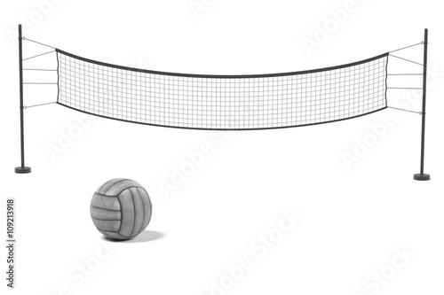 3d rendering of volleyball net with ball