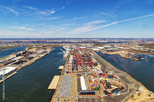 Aerial view to Global Container terminals in Bayonne, New Jersey, United States