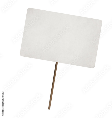 blank paper sheet on wooden stick