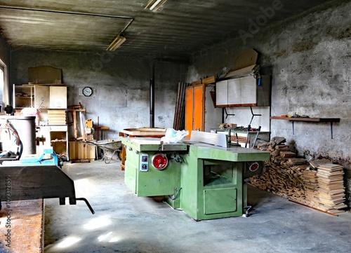 disused carpentry with the large machine