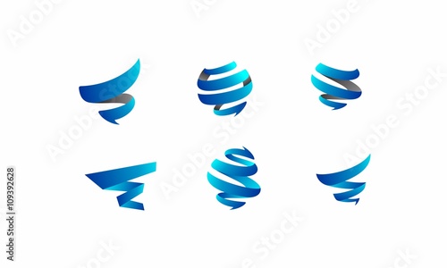 set of vector logo tornado twist