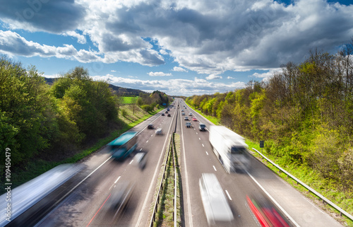 Vehicles in Motion on Busy Rural Motorway