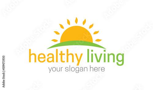 Sunrise logo template. Healthy living logo template, healthy living concept logo