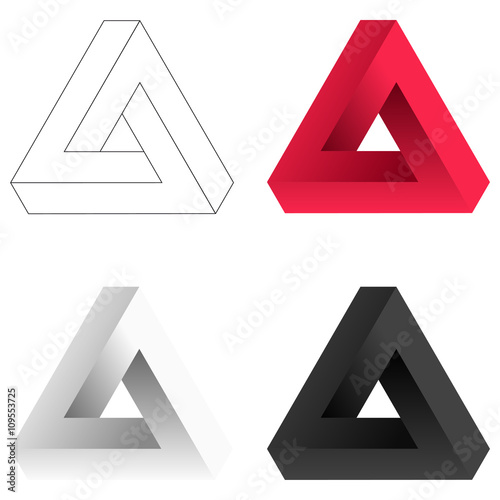 Abstract impossible triangle set. Vector Illustrstion
