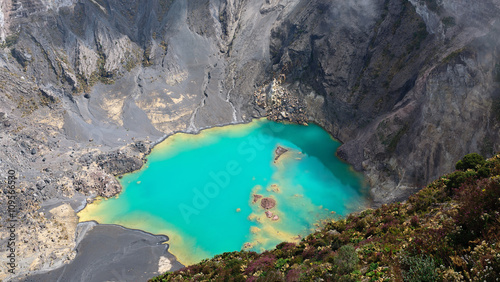 Main crater of Irazu Volcano with emerald lake. Central America. Costa Rica
