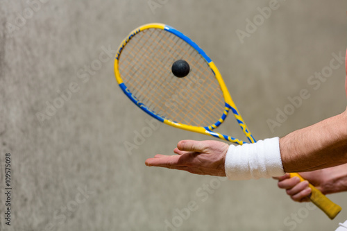 Squash racket closeup