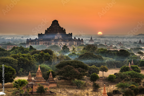 Scenic sunrise above Bagan in Myanmar