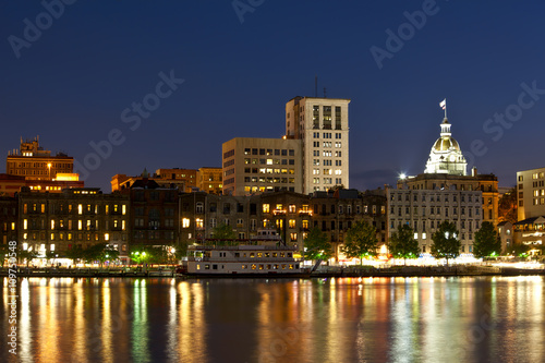Savannah, Georgia skyline along the riverfront