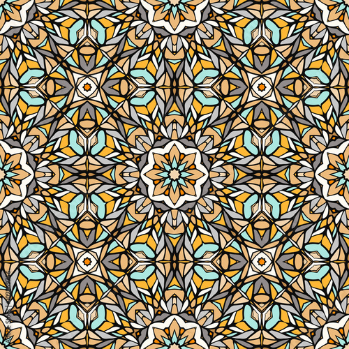 Seamless pattern with abstract decorative mosaic ornament