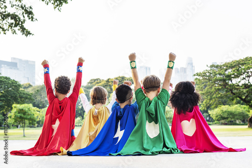 Superhero Kids Aspiration Imagination Playful Fun Concept