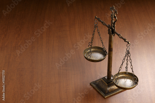 Justice Scale on wood table