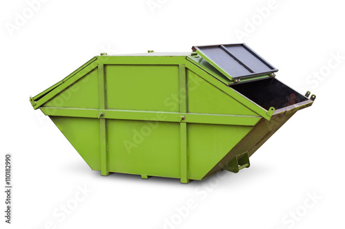 Green skip or dumpster