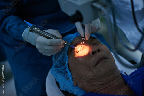 Close-up image of ophthalmologist ready to perform surgery