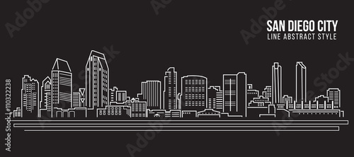 Cityscape Building Line art Vector Illustration design - San Diego city