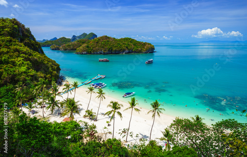 Bird eye view of Angthong national marine park, koh Samui, Thail