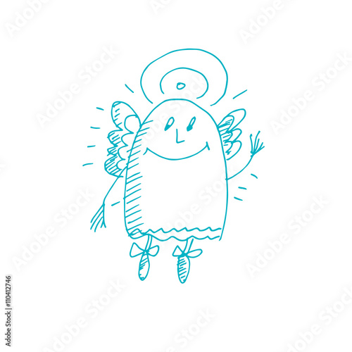 cute angel sketch vector illustration